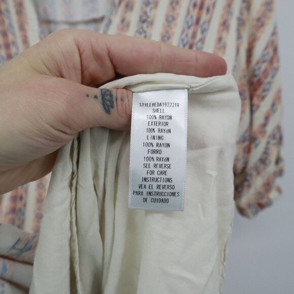 En Crème Maxi Dress Womens L Beige Boho Artsy Ethnic Gypsy Resort Beach Relaxed - Picture 5 of 16